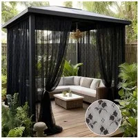 Sunicol Vorhang Floraler Outdoor Vorhang, Moskitonetz mit Kederband, Blumenmuster (2 St), Mesh-Gardine für Nsektenschutz Pavillon, Terrasse, Balkon