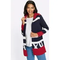 Sieh an! Strickjacke Long-Strickjacke Langarm Jacquard