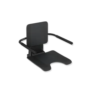 Hewi System 900 Einhängesitz 900.51.10560CV Edelstahl pulverbeschichtet schwarz matt, matt schwarzer Kunststoff