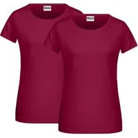 James & Nicholson T-Shirt Doppelpack leicht tailliertes klassisches Damen basic T-Shirt 8007 (Doppelpack, 2er-Pack) 100% gekämmte, ringesponnene BIO-Baumwolle