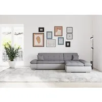 DOMO collection Ecksofa MORIC 300x172 cm, XXL-Sofa mit viel Platz, L-Form, auch in Cord, wahlweise mit Bettfunktion und Armteilverstellung, silber-grau