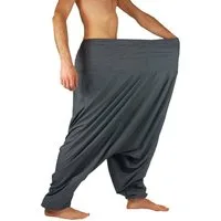 Leucht-Welten Haremshose Extragroße Haremshose XXL Aladinhose für Damen und Herren Grau Pumphose aus Baumwolle