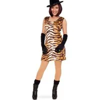 Fries Kostüm Damen Tiger Kleid Tisha Karneval Fasching Halloween, Tigermuster