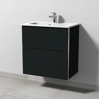 Sanipa 3way Waschtischunterbau zu Duravit ME by Starck Waschtisch mit 2 Auszügen, Vulkan-Matt BP7221V