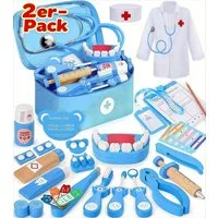 POPOLIC Spielzeug-Arztkoffer Rollenspielspielzeug für Kinder, Ärzte-Set, Anziehspielzeug, (Holz-Zahnarzt-Medizin-Spielset aus Holz mit hochsimulierendem Stethoskop, 2-tlg), Spielset für medizinisches Personal für Kinder ab 3 Jahren