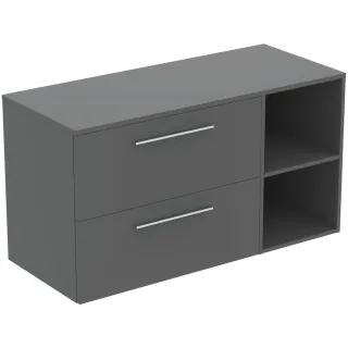 Ideal Standard Möbel-Set 120cm i.life B 2 Auszüge 2 off.Fächer Gr.Chrom Quarzgrau matt, T5757NG T5757NG