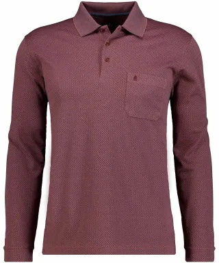 RAGMAN - Sofknit-Poloshirt Jacquard, Langarm Vintage Rot - Gr. - 3XL