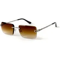 salazar.plus Sonnenbrille Premium Randlos Rechteckig Metallgestell Blau Braun Schwarz Grau Elegante randlose Metall-Sonnenbrille im modernen Rechteck-Design
