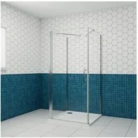 duschspa Komplettdusche U-Duschkabine 185cm 6mm ESG Drehtür Duschtür Glastür Pendeltür, BxT: 70x70 cm, Einscheibensicherheitsglas, Sicherheitsglas, Set, ebenerdiger Einbau möglich