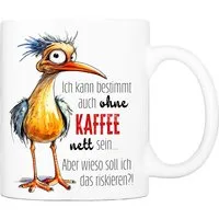 Cadouri Tasse mit Spruch NETT SEIN Kaffeetasse Büro Arbeit, Geschenk, Keramik, Kaffeebecher, Geschenkidee Arbeitskollege, lustig, Humor, 330 ml