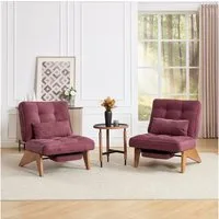 REDOM Loungesessel Verstellbarer Polsterstuhl (Relaxsessel mit Lendenkissen & Holzbeinen, atmungsaktives Kordpolster), 1 Stuhl