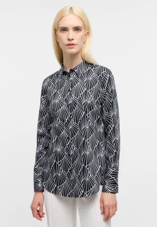 ETERNA - Bluse Satingewebe Langarm schwarz - Gr. - 46/Langarm