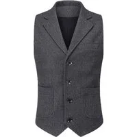 Allthemen Anzugweste Herren Weste mit Reverskragen Anzugweste aus Tweed