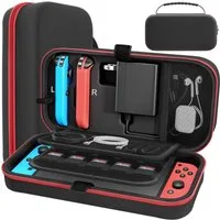 SURFOU Nintendo-Schutzhülle Switch OLED Zubehör Tasche Harte Tragetasche Schutzhülle mit Stauraum, Switch Hülle Schutzhülle mit Stauraum für 20 Spiele, Konsole & Zubehör