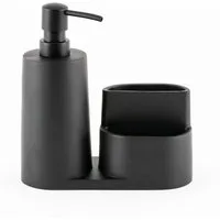 Hanseküche Küchenorganizer-Set Spülbeckenorganizer, (Küchen Organizer Spül Set in Schwarz Matt, Schwarzer Spülmittelspender, Design Spülbecken Organizer), Organizer aus Kunststein