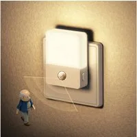 LOHAS-LED Nachtlicht 2er-Set quadratisches Plug-in Nachtlicht mit Bewegungssensor, LED fest integriert, Warmweiß, 3-stufig dimmbar, 3000K LED-Licht mit Typ-F Stecker