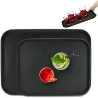 relaxdays Tablett Serviertablett 2er Set, Kunststoff, (2-tlg., 2er Set)