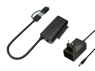 Conceptronic ABBY21B USB 3.0 SATA-Adapter mit Netzteil | abby21b | 2,5"/3,5" SATA HDD/SSD - 2-in-1 USB C/A-Kabel