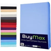 Buymax Spannbettlaken Buymax Jersey aus 100% Baumwolle, Jersey, Gummizug: Rundumgummi, (1 Stück), Pflegeleicht und Atmungsaktiv in Verschiedenen Farben und Größen
