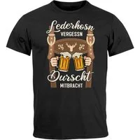 MoonWorks Print-Shirt Herren T-Shirt Trachtenshirt Lederhose vergessen Durst mitbracht mit Print