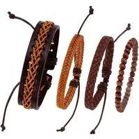 Firetti Armband Set kann auch einzeln getragen werden (Set, 4-tlg), mit Holzperlen
