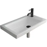 Alpenberger Waschbecken Gäste WC Waschbecken 60 cm Breit - Aufsatzwaschbecken Hängewaschbecken (1-tlg. Waschtisch, 1-St., Keramik Handwaschbecken), Lavabo Badwaschbecken eckig & leichte Reinigung