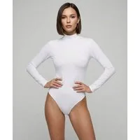 fashionshowcase Langarmbody Damen mit Halbkragen – Eleganter Bodysuit mit Hakenverschluss Hakenverschluss für einfaches An- und Ausziehen, schlichte Eleganz.
