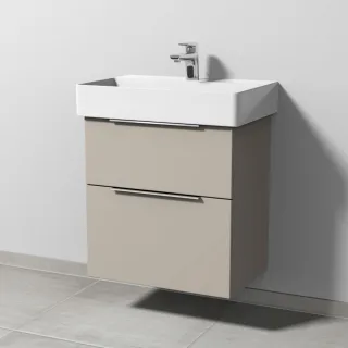 Sanipa 3way Waschtischunterbau zu Duravit Dura Square Waschtisch mit 2 Auszügen, Kaschmir-Matt UP4231U