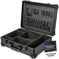 HMF Werkzeugkoffer Werkzeugkoffer leer, Werkzeugkasten groß mit, 17 Einsteckfächer und 5 Trennwände 46 x 33 x 15 cm