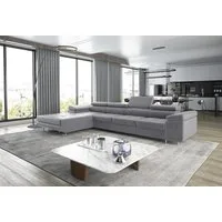 thematys Ecksofa ALVARO MAXI 355 x 204cm mit Schlaffunktion & Bettkasten –, L-Sofa mit 4 verstellbaren Kopfstützen, Samt (Monolotith), oder Cord (Poso) - L-Form, XL-Wohnlandschaft, 355 cm breit