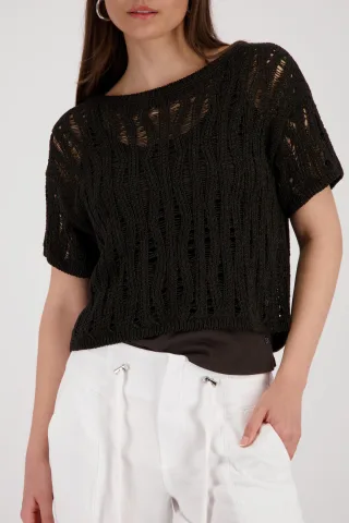 monari - Strickpullover mit Ajour-Struktur coffee - Gr. - 40