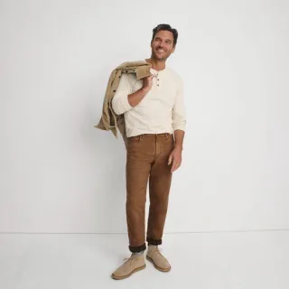 Stretch-Jeans mit Flanellfutter im Classic Fit, Herren,  Beige, Baumwoll-Mischung, by Lands' End