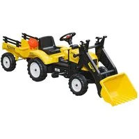 HOMCOM Trettraktor mit Anhänger, Tretfahrzeug mit Schaufel, Kinderfahrzeug Traktor, für ab 3 Jahren Kinder, Gelb