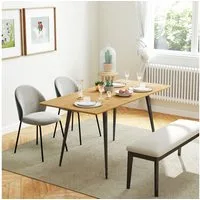 HOMCOM Klapptisch Esstisch ausziehbar 120/160 x 75 cm für 6-8 Personen (Esszimmertisch, 1-St., Küchentisch), mit Stahlbeine, Natur