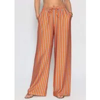 SASSYCLASSY Stoffhose Gestreifte Tall Hose mit Kordelzug Damen Weit geschnittene Stoffhose mit Eingriffstaschen und elastischem Bund