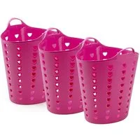 Kreher Wäschekorb flexibler Tragekorb 65 Liter (Set/Farbe wählbar) (3 St)