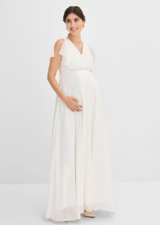bonprix Umstands-Hochzeitskleid mit Stillfunktion aus Chiffon, weiß, Gr.34, Umstands-Hochzeitskleid mit Stillfunktion aus Chiffon