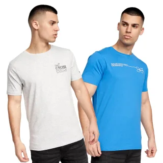 Crosshatch - "Pentan" T-Shirt für Herren (2er-Pack) (Blau/Grau)