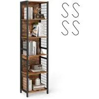 VASAGLE Bücherregal Standregal, für Büro, Wohnzimmer, Arbeitszimmer, vintagebraun-tintenschwarz