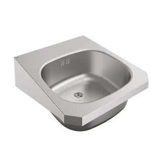 KWC Aquarotter Einzelwaschtisch, ANIMA, Edelstahl, 400x150x452 mm, o. Hahnl., m. Überl., 203.0499.14 203.0499.147