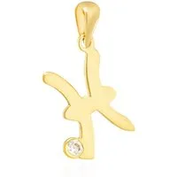 NKlaus Kettenanhänger Kettenanhänger Sternzeichen Fische 333 Gelb Gold 8 Kt Zirkonia Weiß Ta