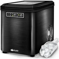 tillvex Eiswürfelmaschine 2,2 Liter Wassertank Ice-Maker LED-Display & Selbstreinigungsfunktion, Edelstahl 12 kg - 24 h, Eiswürfelbereiter