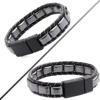 NAHLE Lederarmband Lederarmband Hämatit Armband (1-tlg), aus Echtleder, mit Magnetverschluss für ein sicheres verschließen