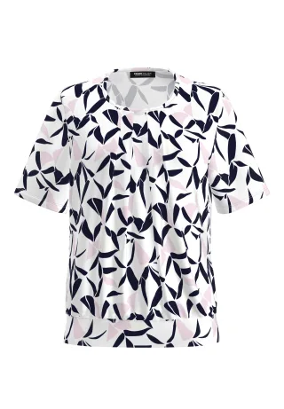 FRANK WALDER - Blusenshirt NOS aus Ecovero Viskose ecru/rosé/ink - Gr. - 46