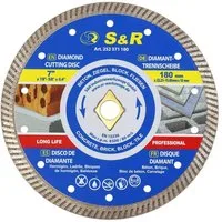 S&R Diamanttrennscheibe Turbo 180 mm / 7' (180X10X22.2/15.88mm), mit Rhombus-Loch und, Ø 180 mm, (Diamanttrennscheibe, + 1 x Reduzierstück), Reduzierstück, für Beton, Ziegel, Mauerwerk, Fliesen