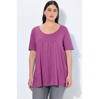 Ulla Popken T-Shirt T-Shirt Zierfalten A-Linie Rundhals Halbarm Modal
