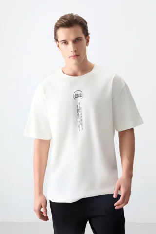Übergroßes Baumwoll-Crewneck-T-Shirt
