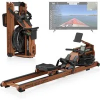 JOROTO Rudergerät für Zuhause Wasserrudergerät aus Holz, aus Eiche, Klappbares Rudergerät für zu Hause mit Bluetooth Display