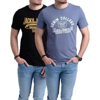 Jack & Jones Print-Shirt (Spar-Set, 2er-Pack) mit hochwertigem Logodruck, aus Baumwolle