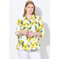 Ulla Popken Sommerjacke Jacke Zitronen A-Linie Hemdkragen 3/4-Arm